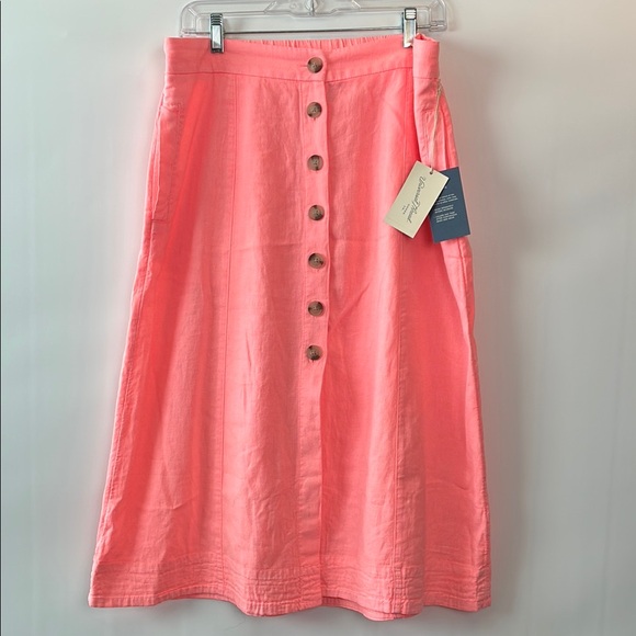 Universal Thread Dresses & Skirts - Neon Coral Linen Button-Front A-Line Skirt with Pickers by Universal Thread